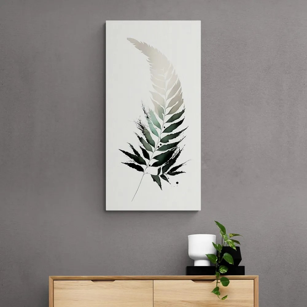 Quadro su tela – Foglia di felce con un tocco di minimalismo