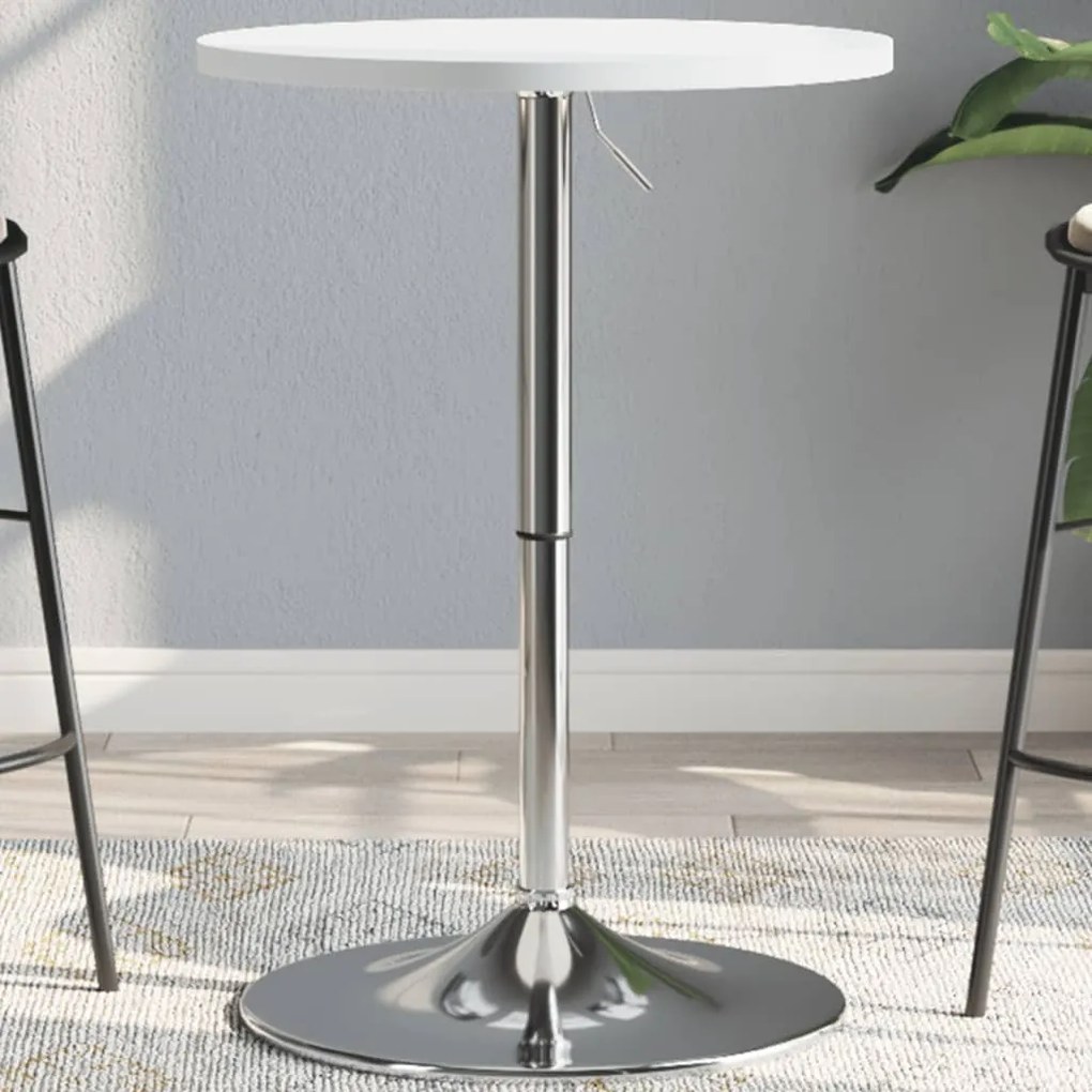 Tavolo Bar Bianco 50x50x90 Cm Legno Multistrato Acciaio Cromato /