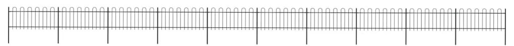 Recinzione Da Giardino Con Punta Tonda İn Acciaio 17x0,8m Nera /