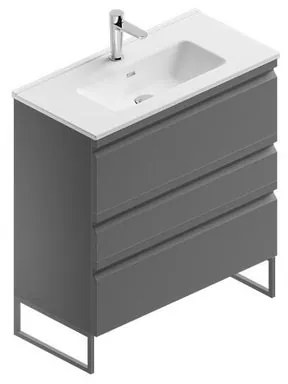 Mobile sottolavabo e lavabo Pull grafite in mdf L 80 x H 56 x P 46 cm 3 cassetti