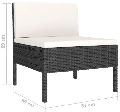 Set Divani da Giardino 10 pz con Cuscini in Polyrattan Nero