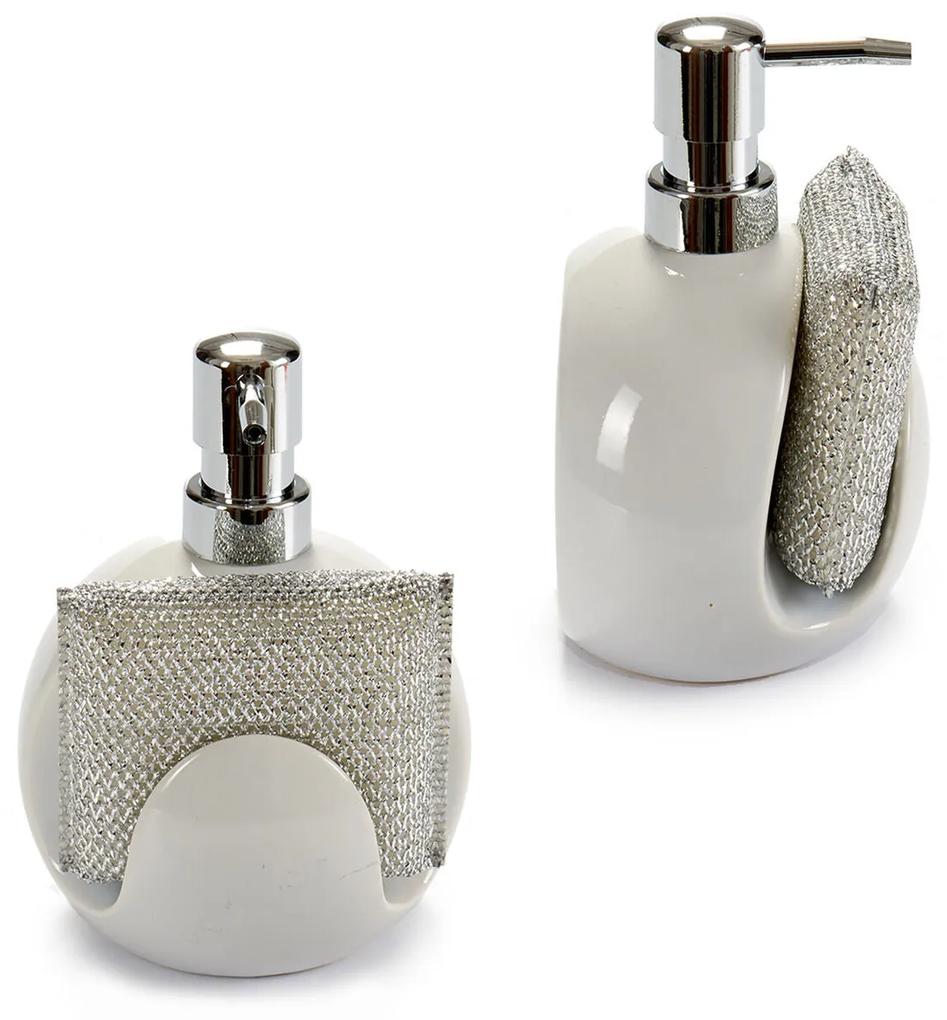 Dispenser di Sapone 2 in 1 per Lavandino Bianco Ceramica 400 ml 9,5 x 15,5 x 11,5 cm (12 Unità)