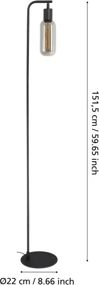 Eglo 901008 - Lampada da terra MAIONE 1xE27/4W/230V nero/fumé