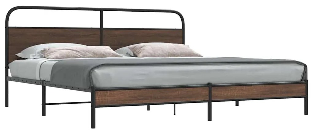 Giroletto Senza Materaso İn Metallo Rovere Marrone 183x213 Cm /
