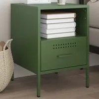 Comodino Verde Oliva 36x39x50,5 cm in Acciaio Laminato a Freddo 843062