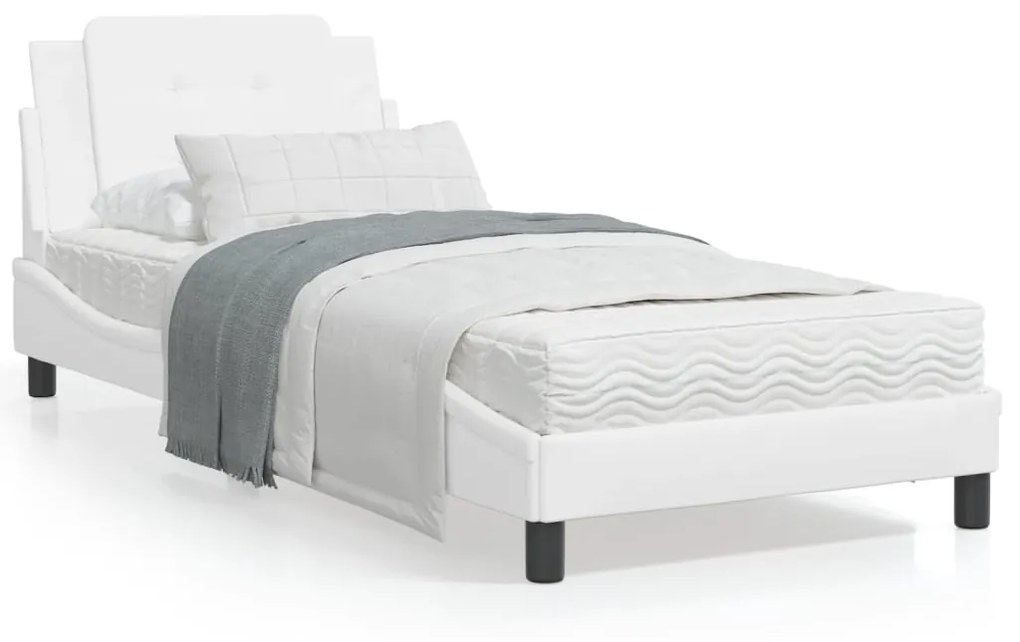 Giroletto Con Testiera Bianco 90x200 Cm İn Similpelle /