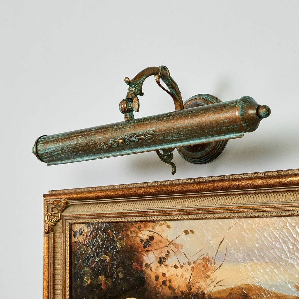 Lampada per quadri Lindby Kalea, 46 cm, a 2 luci, verderame, E14 Kalea Lindby, dimmerabile, Bronzo / Ottone antico, Soggiorno / Sala da pranzo, Metallo, Antico, Applique