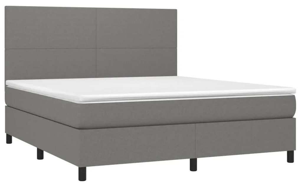 Giroletto a molle con materasso grigio scuro 180x200 cm tessuto