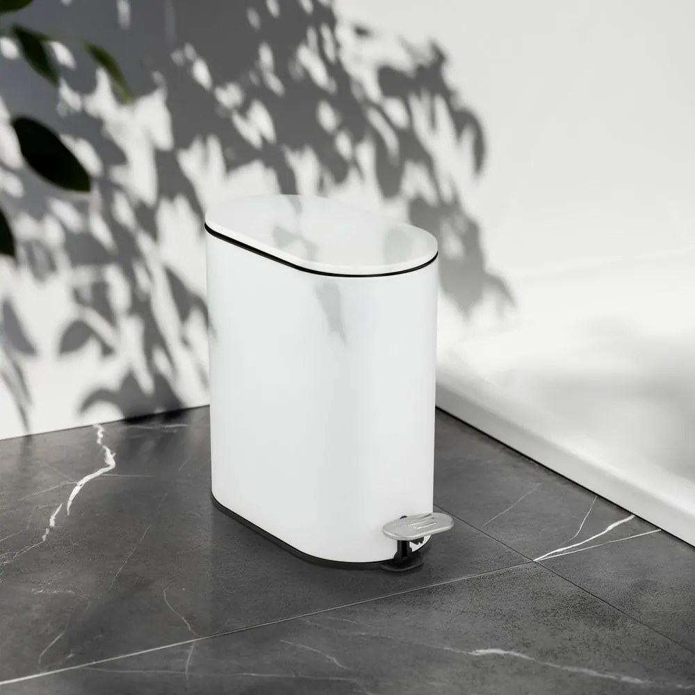 Cestino per la spazzatura bianco opaco in acciaio con pedale 5 l Collungo – Wenko