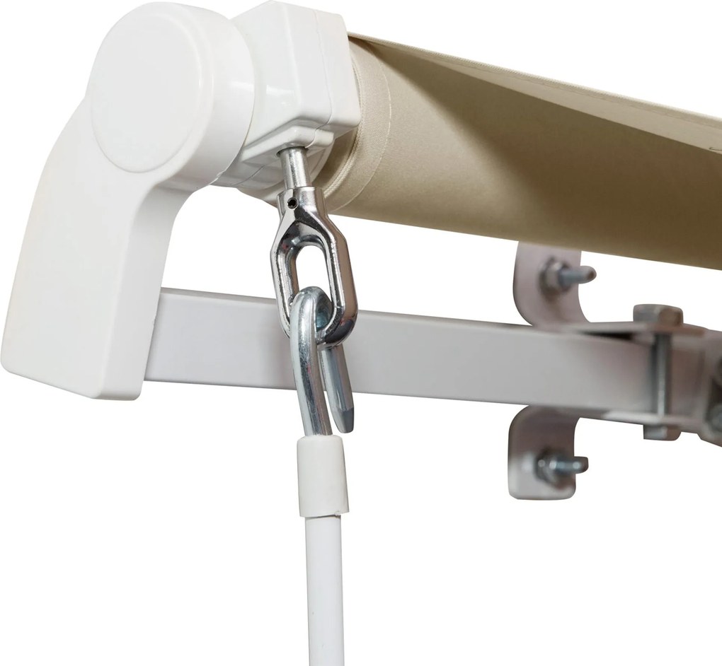 Tenda da Sole per Esterno a Bracci Avvolgibile 360x250 cm con Apertura a Manovella Crema...
