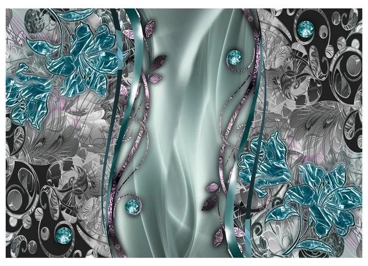 Fotomurale adesivo  Floral Curtain (Turquoise)  Larghezza x Altezza Home decor 294x210