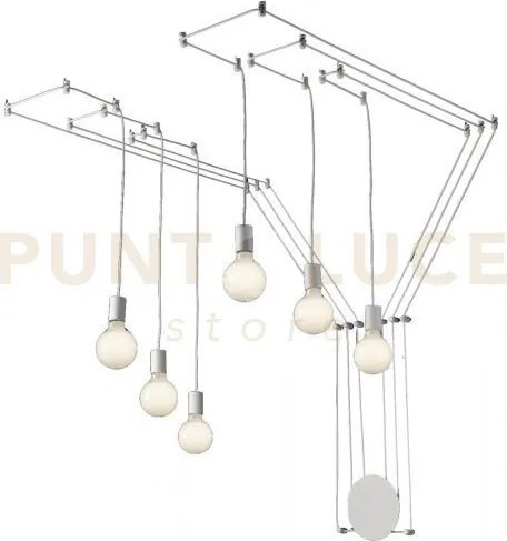 Plafoniera habitat bianca 6 luci attacco e27 500cm regolabile con d...