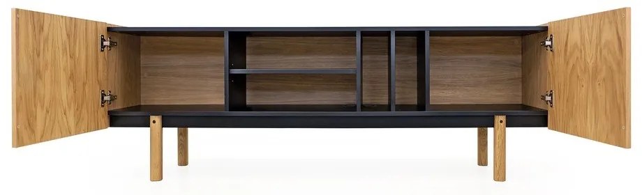 Tavolo TV in rovere nero/naturale 175x60 cm Porto - Woodman