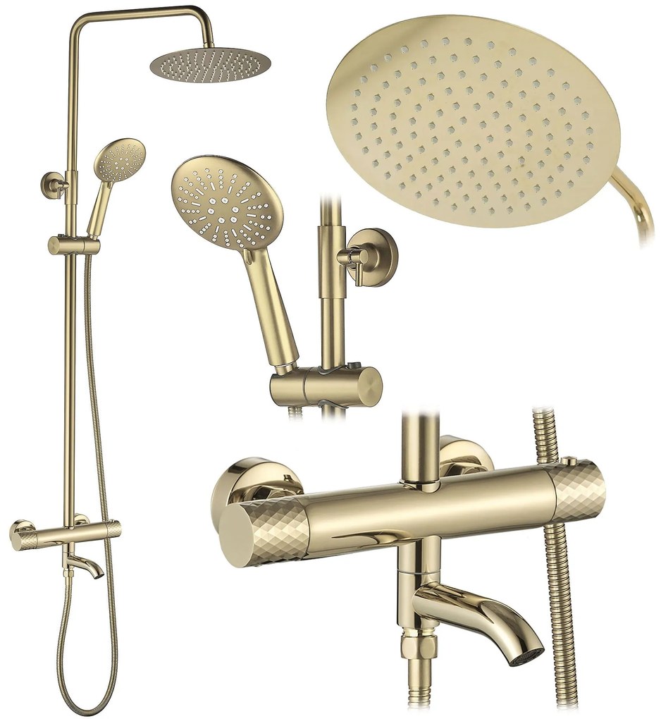 Set Doccia da incasso con Termostatato Lungo Diamond Gold