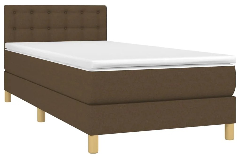 Giroletto a molle con materasso marrone scuro 90x200 cm tessuto
