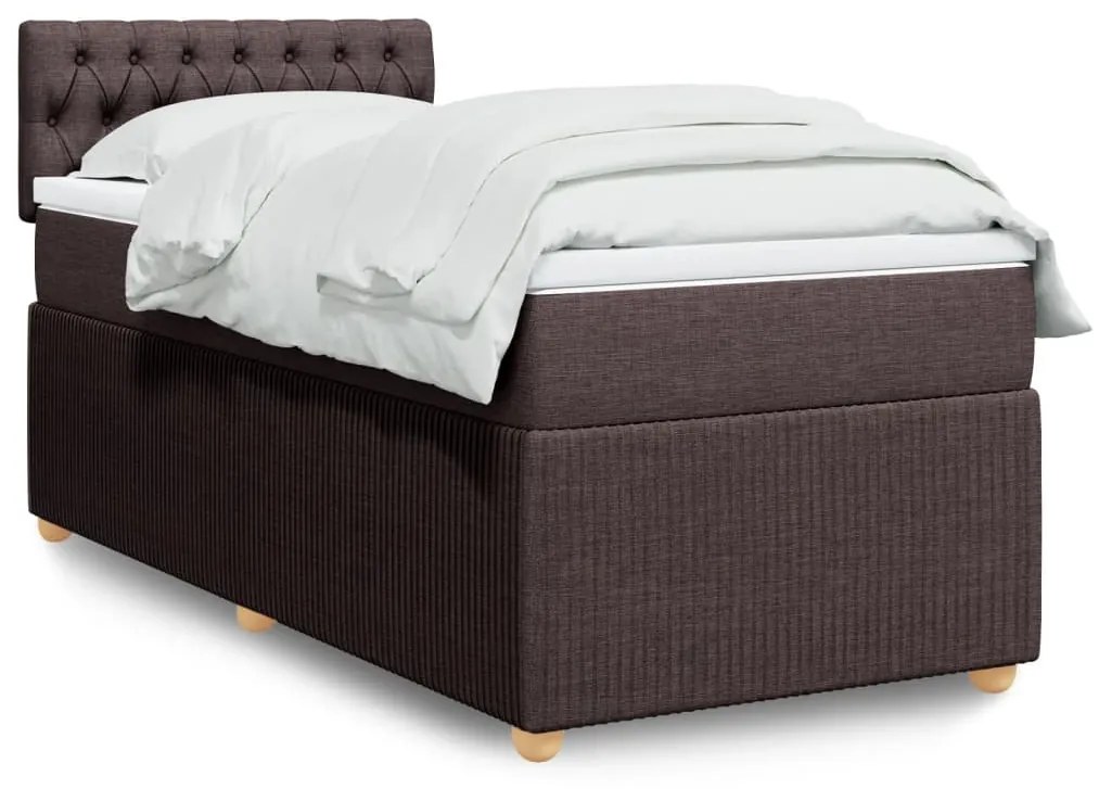 Giroletto A Molle Con Materasso Marrone Scuro 90x190cm Tessuto /