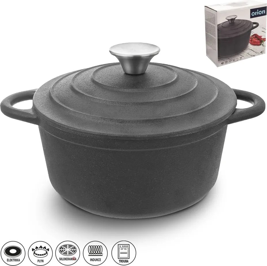 Pentola in ghisa con coperchio incluso adatta all'induzione 4 l LITINA – Orion