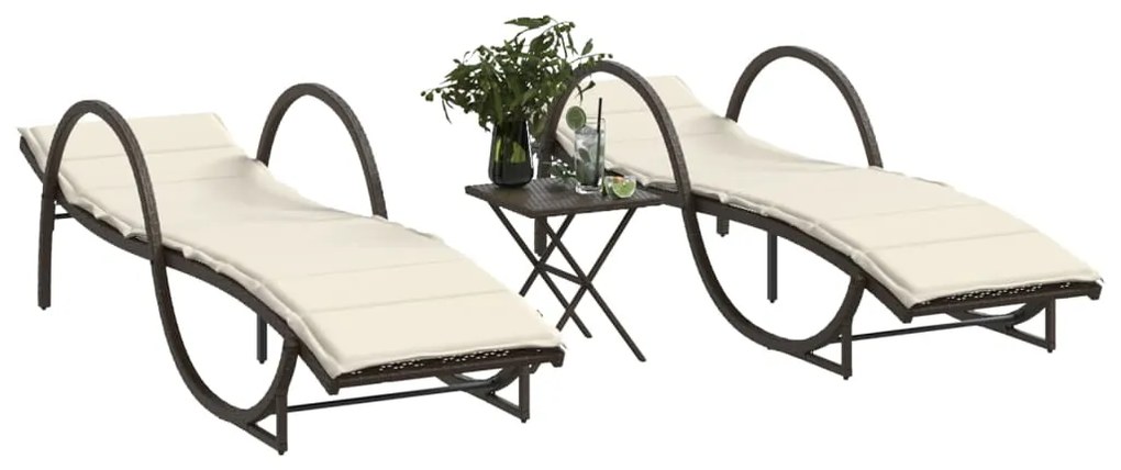 Lettini Prendisole 2 Pz Con Tavolino Marrone İn Polyrattan /