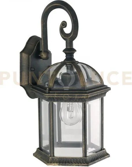 Applique gaeta nero e oro 1 luce attacco e27 ip44 20x39cm alluminio...