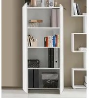 Libreria Dcuratol, Mobile portalibri con 4 vani, Biblioteca, 70x35h140 cm, Bianco