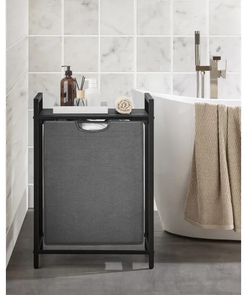 Cesto per la biancheria REX nero/grigio