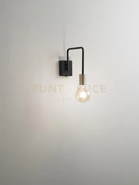 Applique in metallo verniciato nero opaco + ottone invecchiato vect...