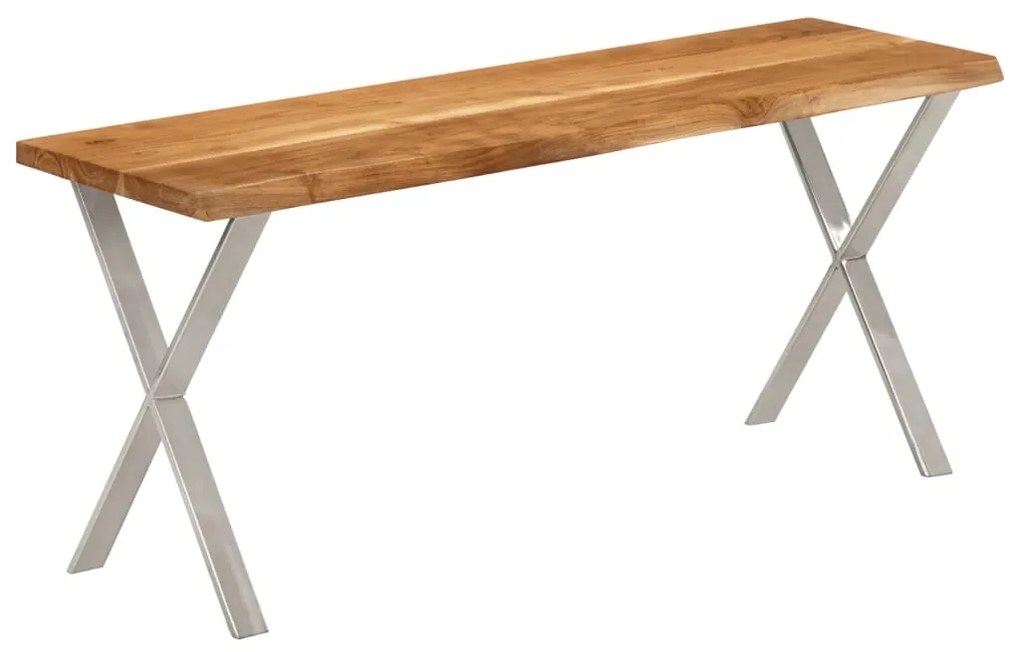 Panca Con Bordi Vivi 105 Cm İn Legno Massello Di Acacia /