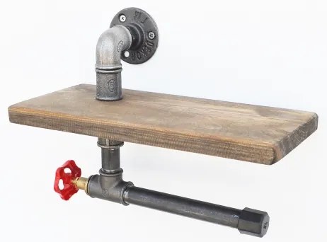 Porta carta igienica con ripiano BORURAF 22x31 cm abete