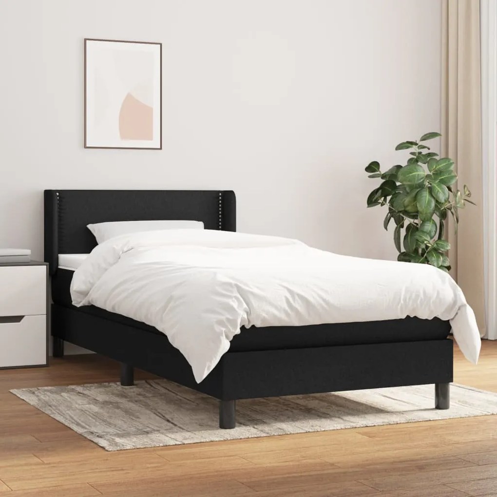Giroletto A Molle Con Materasso Nero 90x190 Cm İn Tessuto /