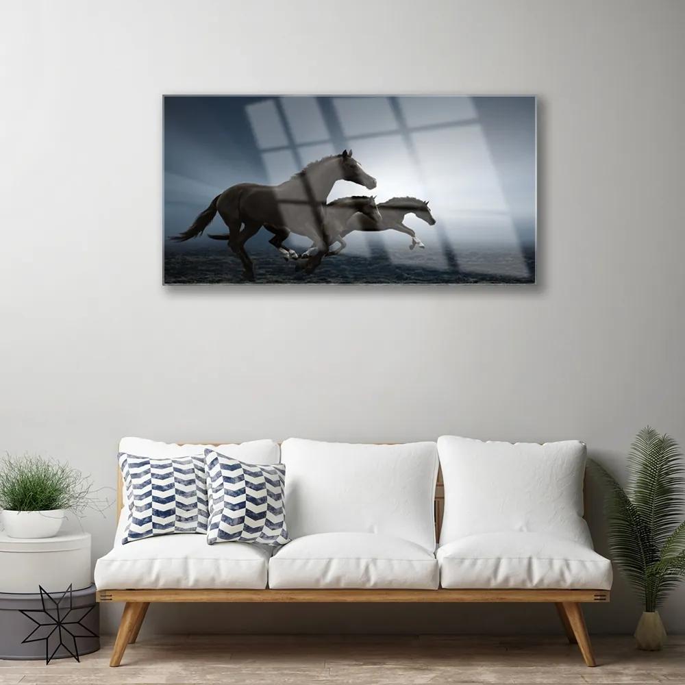 Quadro acrilico Animali cavalli 100x50 cm