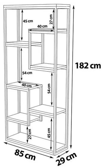 Libreria A Parete Stile Industrial In Ferro Con Ripiani Effetto Legno Rovere Emina