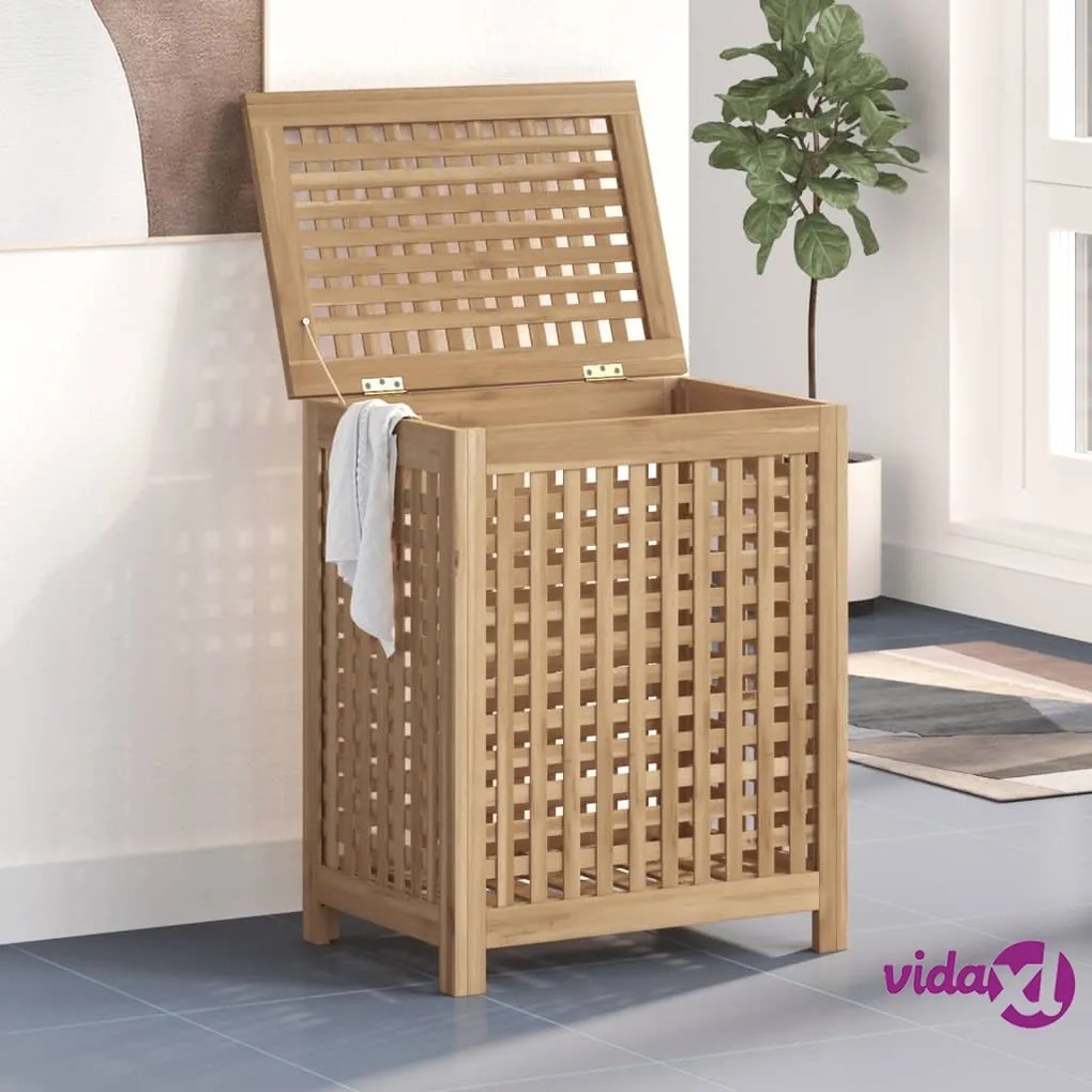 vidaXL Cesto del Bucato 50x35x60 cm in Legno Massello di Teak
