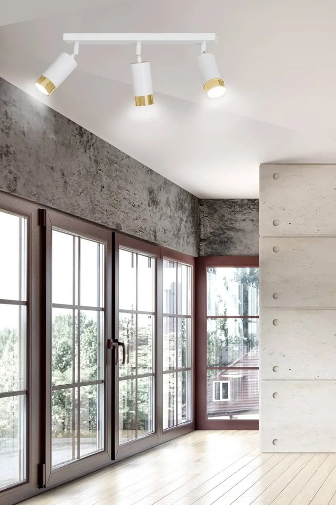 Lampadario da Soffitto in Acciaio HIRO 3 Nero Oro 3xGU10