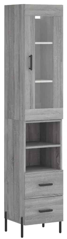Credenza grigio sonoma 34,5x34x180 cm in legno multistrato