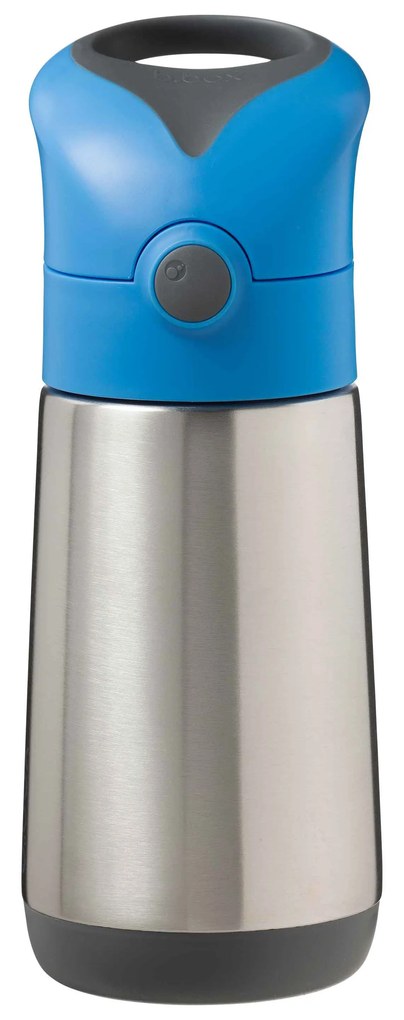 Bottiglia termica con cannuccia 350 ml – blu/grigio