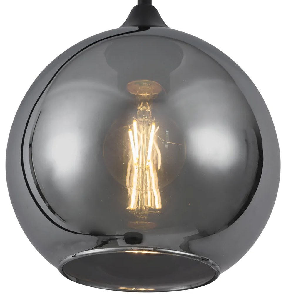 Lampada da terra Art Déco nera con vetro fumé - Sandra