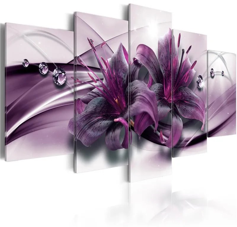 Quadro  Violet Lily  Colore Viola, Dimensioni e Misure 200x100