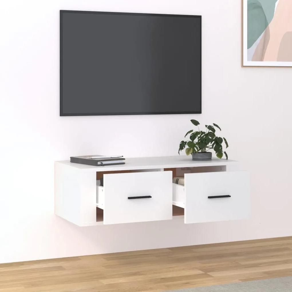 Mobile porta tv sospeso bianco 80x36x25cm in legno multistrato