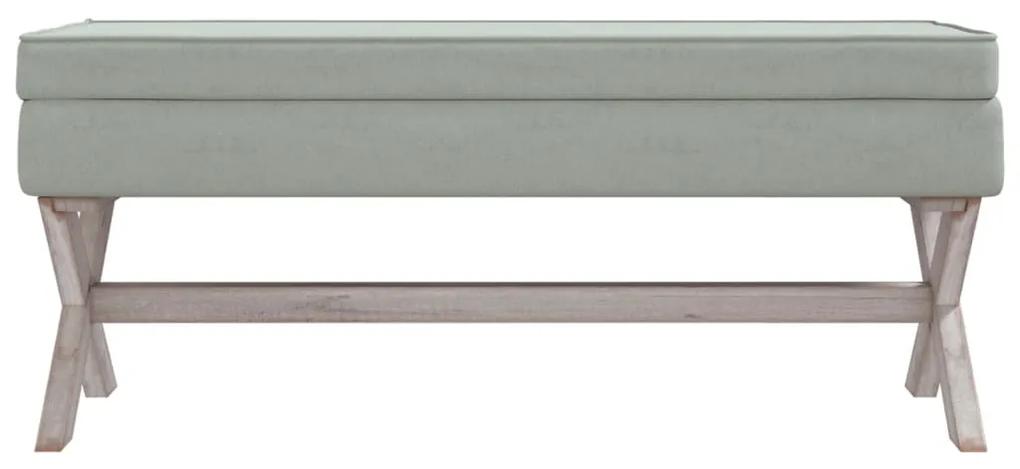 Sgabello portaoggetti grigio chiaro 110x45x49 cm in velluto