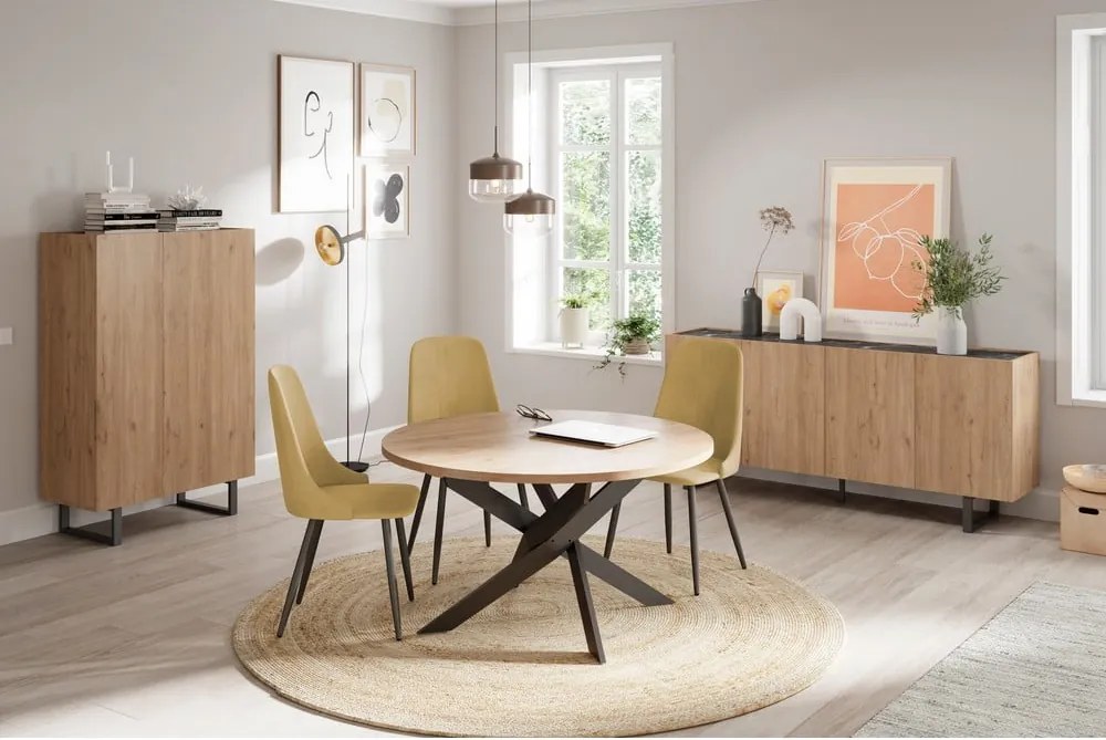 Tavolo da pranzo rotondo con piano in rovere 120x120 cm Ther - Marckeric