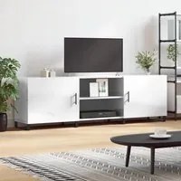 Mobile Porta TV Bianco Lucido 150x30x50 cm in Legno Multistrato 829118