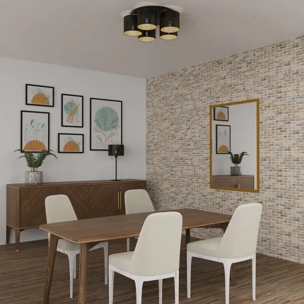 Lampadario a plafone LOFT SHADE 5xE27/60W/230V nero/oro