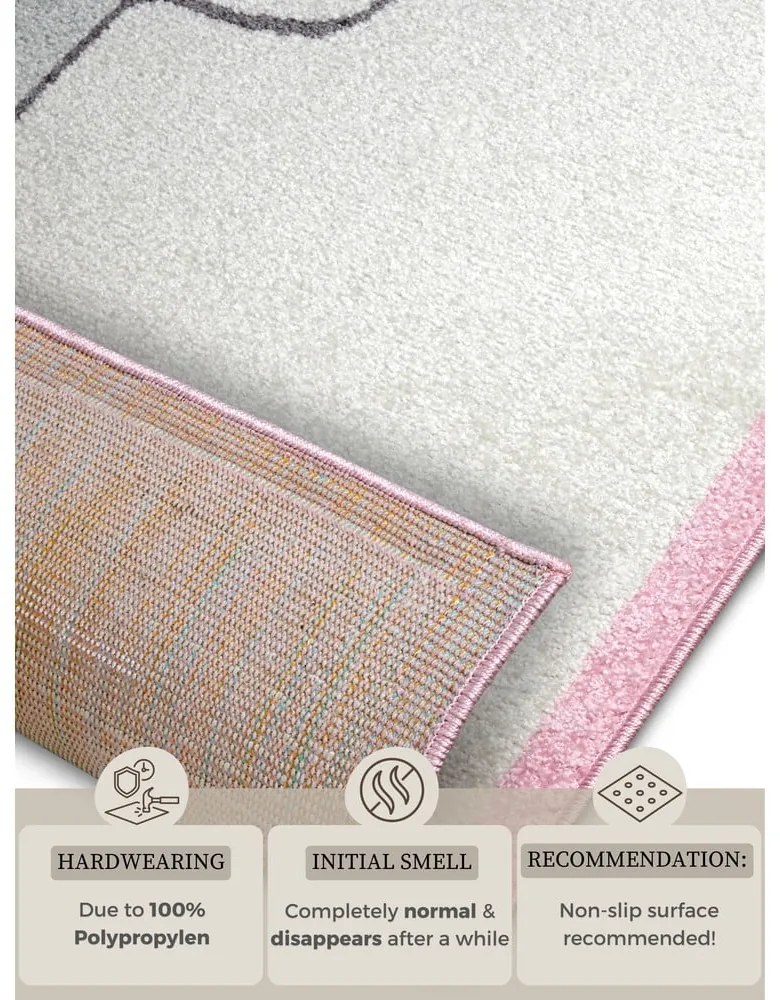 Tappeto per bambini rosa e bianco 120x170 cm Bouncy - Hanse Home