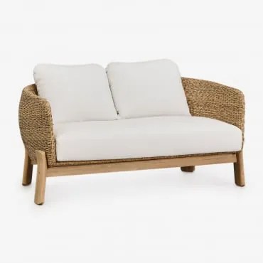 Divano 2 Posti Leilan In Legno Di Acacia E Rattan Sintetico Acacia Marrone Chiaro - Sklum