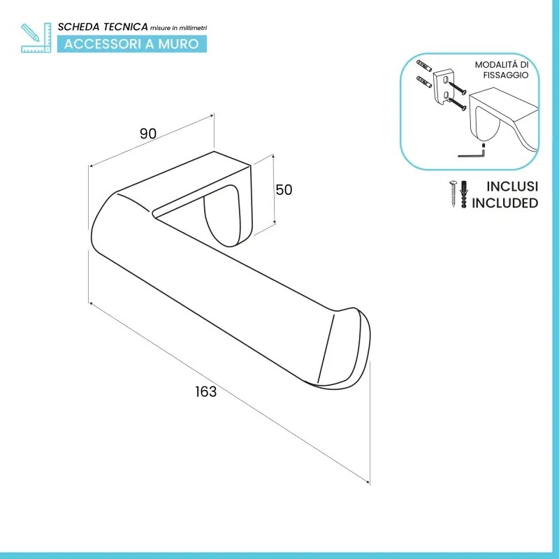 Set con appendino, porta rotolo e porta salviette a muro cromo Fusion