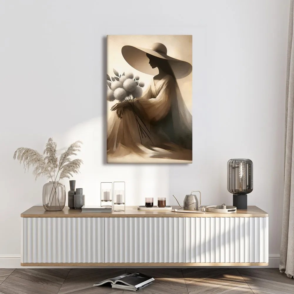 Quadro su tela – Donna elegante con fiore