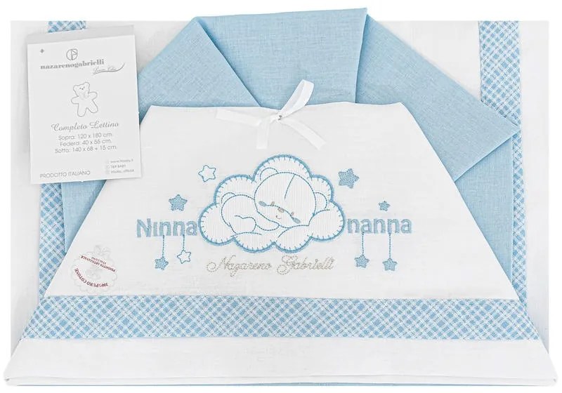 Completo lenzuola neonato per lettino Ninna Nanna Nazareno Gabrielli Colore Grigio Perla, Dimensioni e Misure Lettino