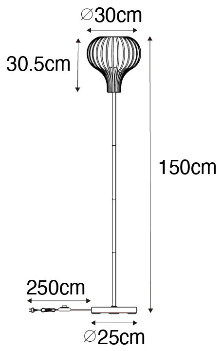 Lampada da terra moderna nera - Saffira