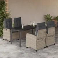 Set Pranzo da Giardino 5pz con Cuscini Grigio Chiaro Polyrattancod mxl 87047