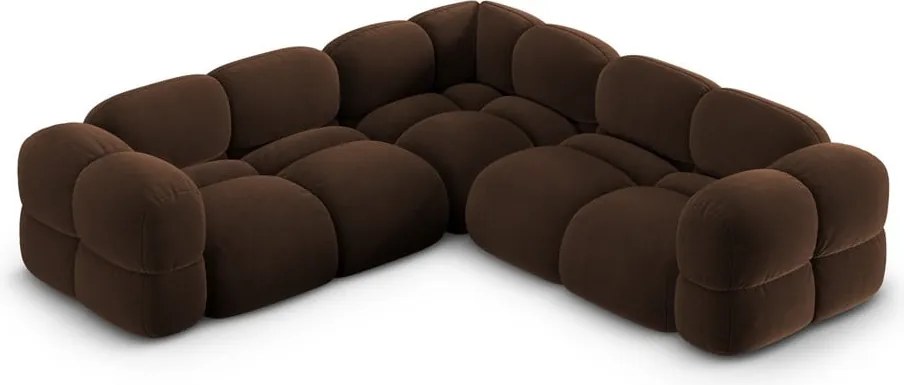 Divano angolare marrone scuro con rivestimento in velluto Loretto – Cosmopolitan Design